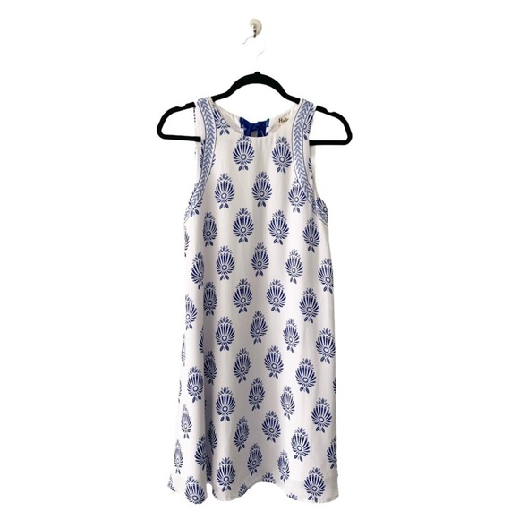 HATLEY | Blue Porcelain Printed Trapeze Dress XS - Picture 3 of 6